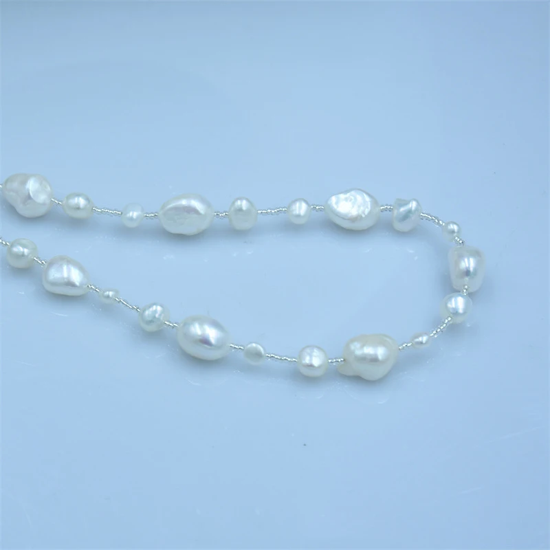 

Station 6-7mm 9-11mm AAA Natural Akoya Real White Pearl Necklace 18" Free Shipping Filled With 14k At Party