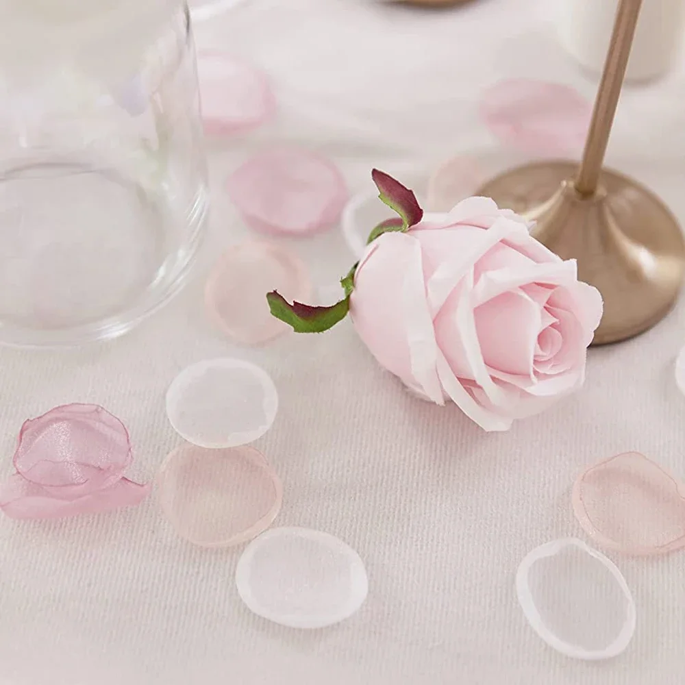 Organza Artifical Rose Petals for Marriage Accessories Homme Decor Romantic Blush Pink Handmade Petals 200Pcs/Bag