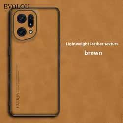 Luxury Sheepskin Leather Silicone Shockproof Bumper Case Cover for Oppo Find X3 Pro (Brown)