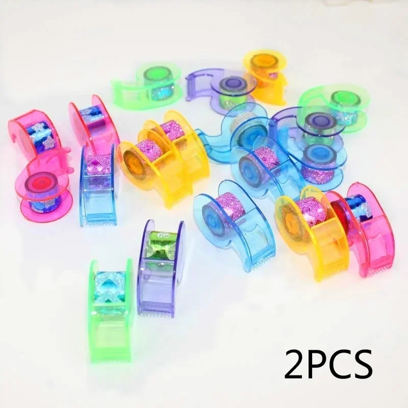 2 Pcs Mini Tape Dispenser 1cm  Dispensing Gold Glitter Tape Color Glitter Tape  Device Cartoon Packing Machine Office