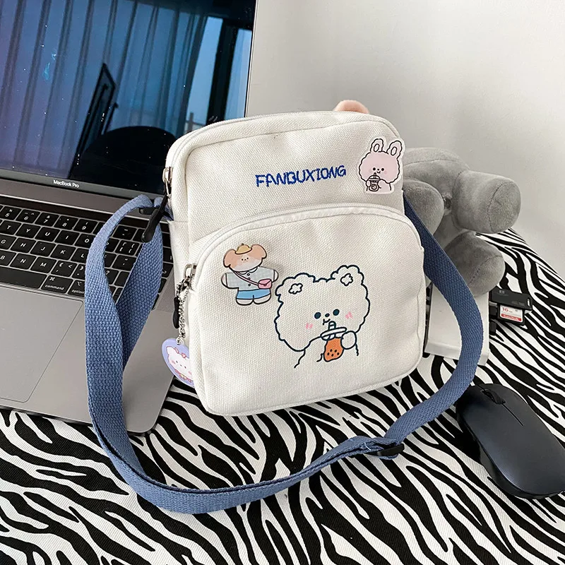 

Messenger Bag Small Women Canvas Shoulder Bags Cartoon Print Fashion Mini Cloth Handbags Phone Crossbody Bag for Cute Girl Purse