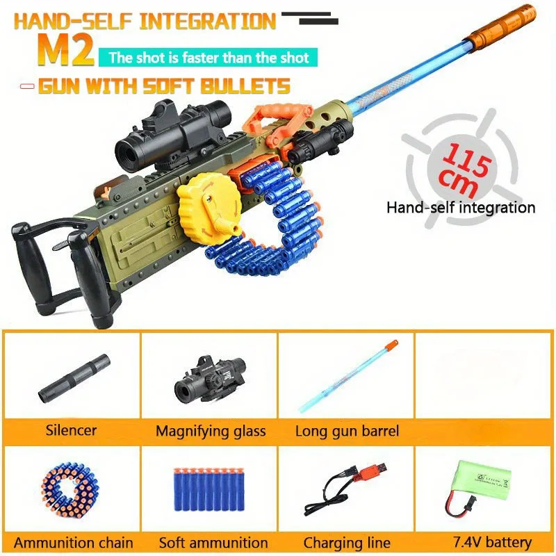 M2 Heavy Machine Gun Toy, Manual/electric Function, Simulation Soft Bullet Gun, Outdoor Shooting Toy 6