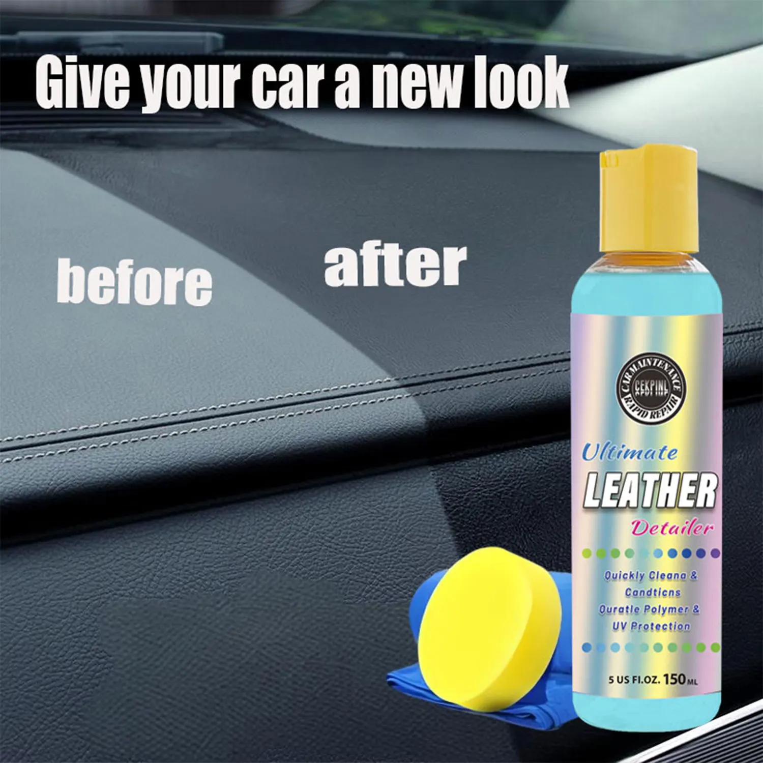 Three-Piece Car Plastic Renovation Agent Suitable for Car Interior and Exterior Plastic Repair Agent - Renovation and Maintenance, Dashboard Renovation and Maintenance, Easy Application, Gloss Protection 3