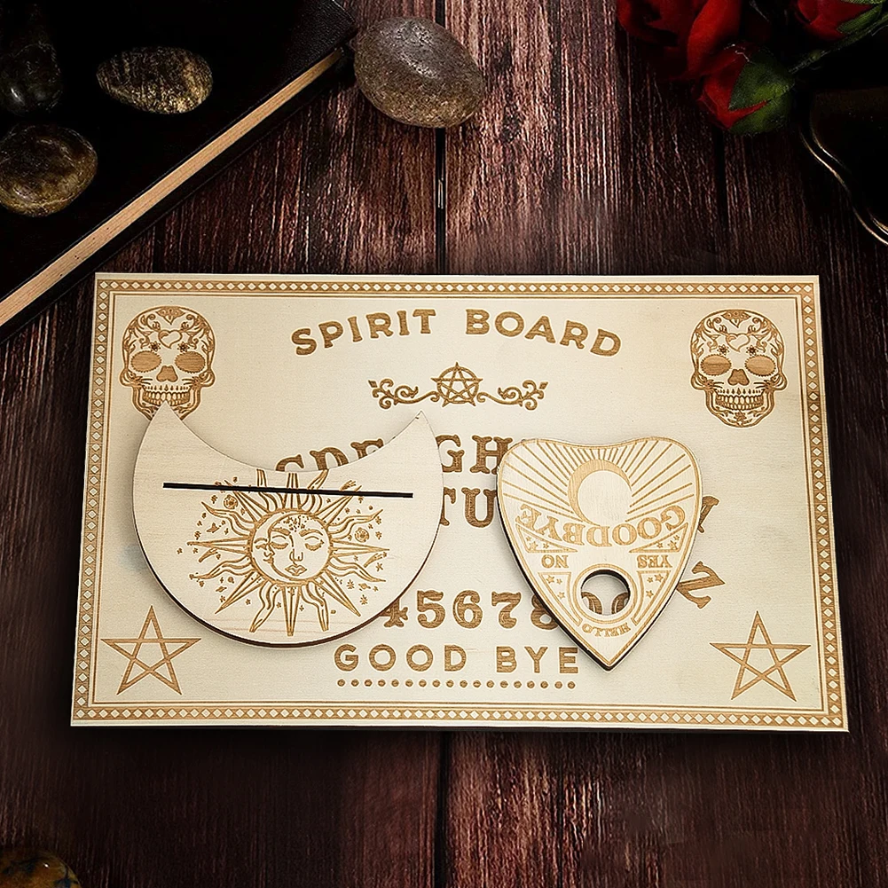 Ouija Wooden Pendulum Board Divination Engraved Magic Metaphysical Message Kit Gift Home Decoration
