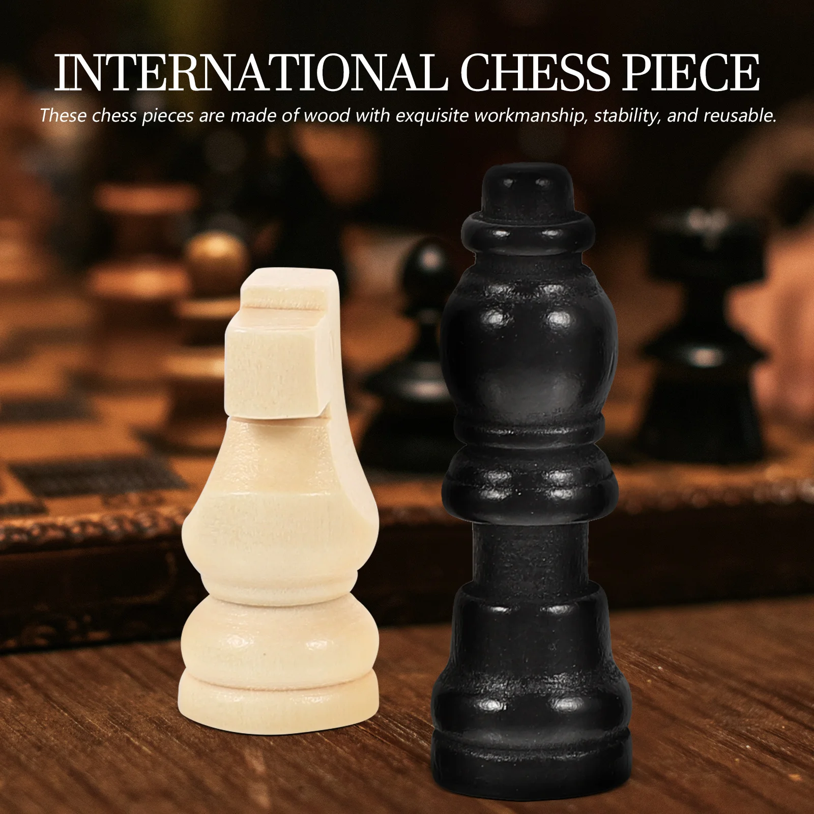 Mini Wooden Chess Pieces International Chess Game Chessboard Accessories Replacement Pieces Board Game Parts Games