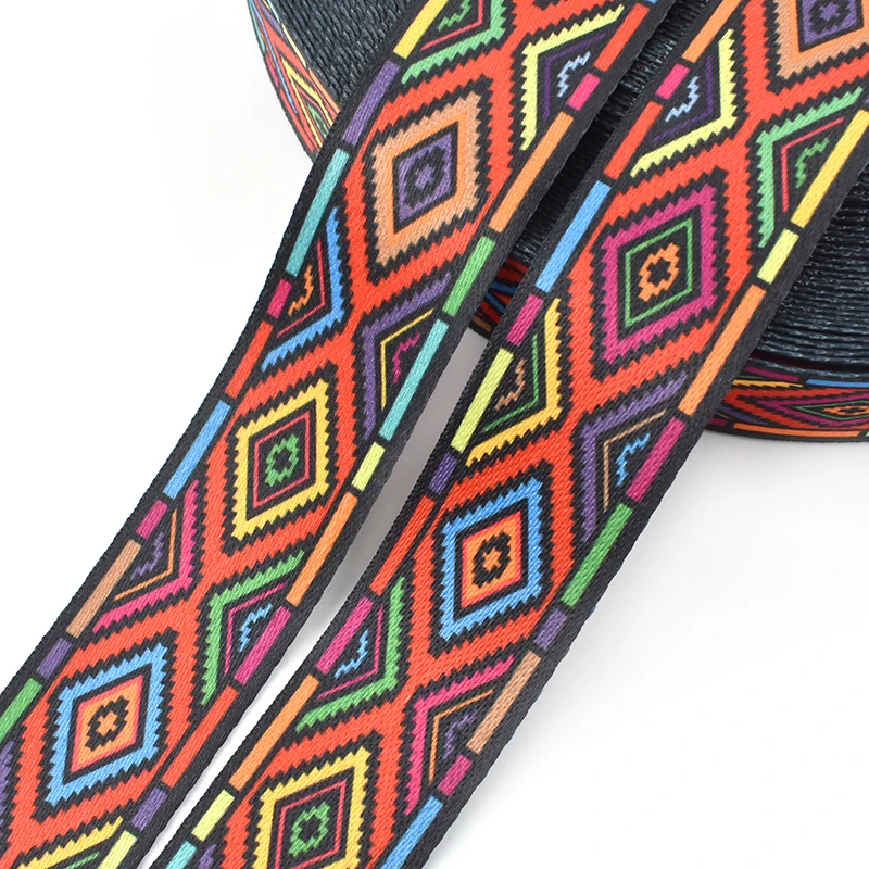 Meetee 5Meters 38mm Fashion Print Ethnic Jacquard Webbing Bags Strap Belt Ribbon DIY Textile Clothing Decor Sew Accessory 