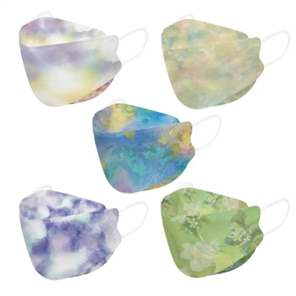 1~4SETS Disposable Adult Mask Printing Fish Shaped Mask Adult Breathable Dustproof Four Layer Protective Safety Mask Health Care 2