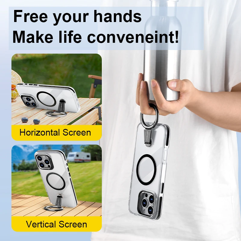 Eary for iPhone 16 15 Pro Max Phone Case with MagSafe 360°Rotatable Magnetic Ring Kickstand Non-Yellowing Protective 16 15 Cover