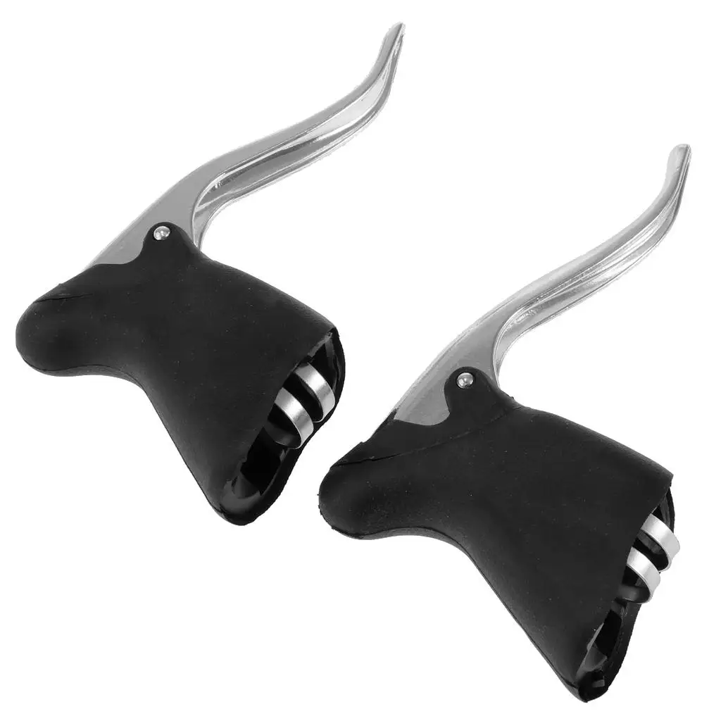 1 Pair Road Bike Drop Bar Brake Levers Cycling Bent Brake Handles Handbrakes Fixed Gear fits for 22.2 - 23.8mm Handl