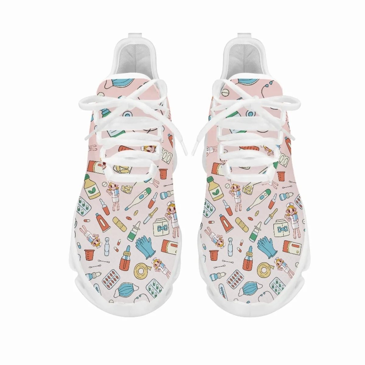Yikeluo Casual Nurse Shoes Woman Catoon Medical Design Funny Fairy Girl Mesh Ladies Sneakers Female Footwear Zapatillas Mujer