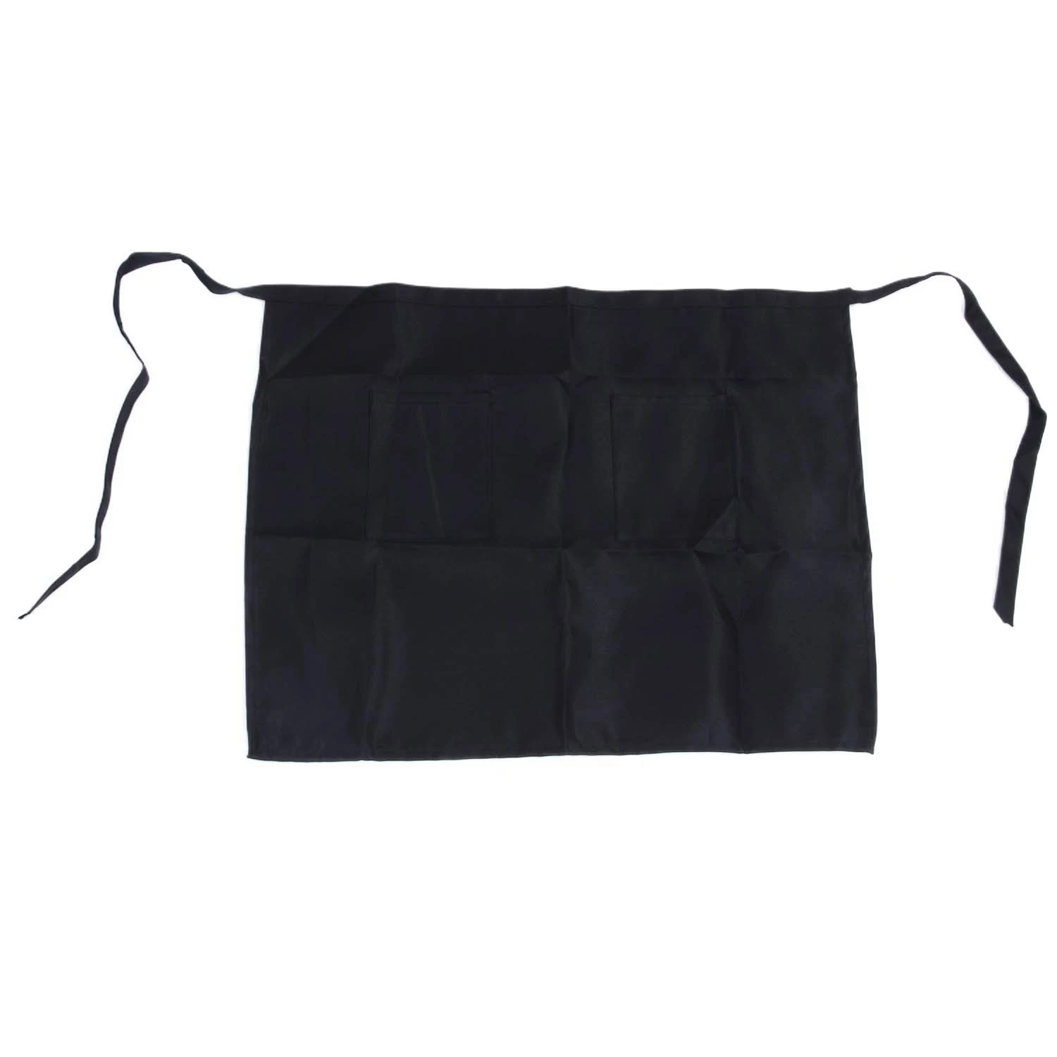 

Black Half Apron Ladies Mens Chefs Waiter With 2 Pockets Bar Short Waist Solid