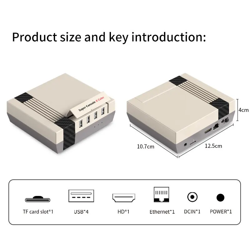 KINHANK Super Console X Cube Retro Video Game Console Support 60000 Games For PS1/PSP/DC/MAME/Arcade HD Output Gift For Kid Video Game Console