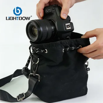 Borsa per Fotocamera, Zaino Porta Obiettivi, Sacchetto con Coulisse Impermeabile, Protezione per Fotocamere DSLR Nikon Canon Sony Pentax