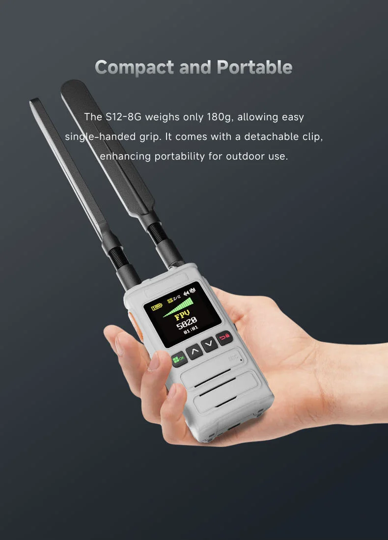 Skydroid S12-8G 8GHz 3km-5km Drone Detector, Handheld Alarm with 6000mAh Battery