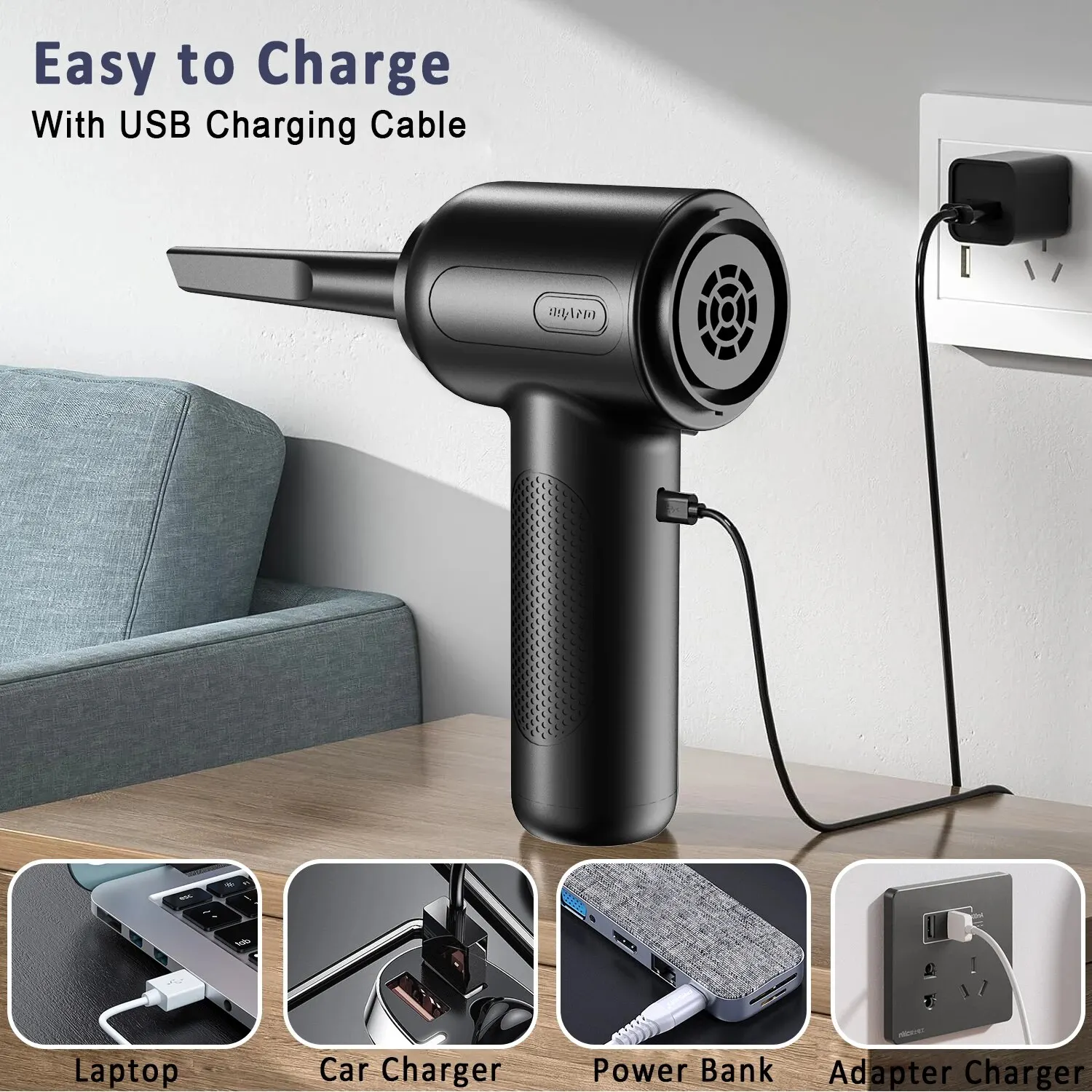 2 In 1 Compressed Air Duster Cordless Rechargeable Blow and Suck Vacuum Cleaner For Computer Keyboard Sofa