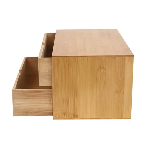 Mini bamboo desk organizer – in use on workspace