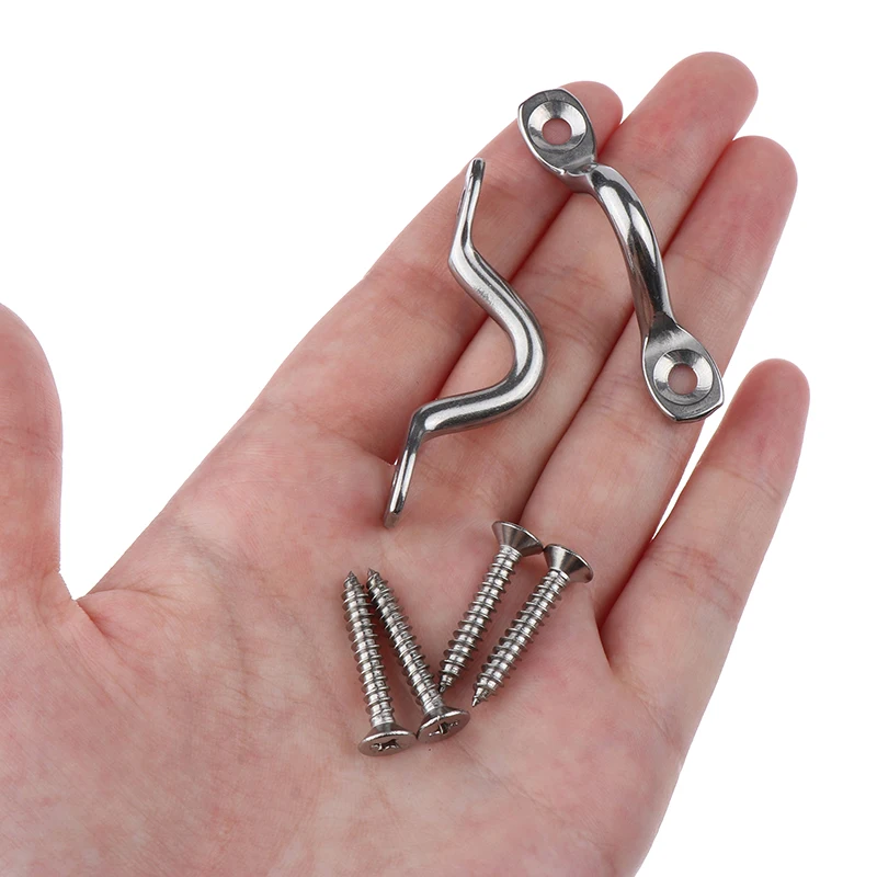 

8pcs Handle 5mm Stainless Steel Wire Eye Strap Boat Marine Tie Down Fender Hook Canopy Silver RV Engines Accessories