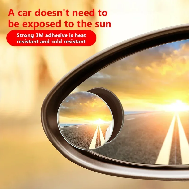 2P Car Blind Spot Mirror 360 Degree Adjustable Car Rearview Convex Mirror For Reverse Wide Angle Parking Rimless Mirrors