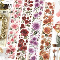 JIANWU Rose Manor Series Vintage Flower Landscaping Strip Material Collage PET Tape Creative DIY Journal Stationery 2