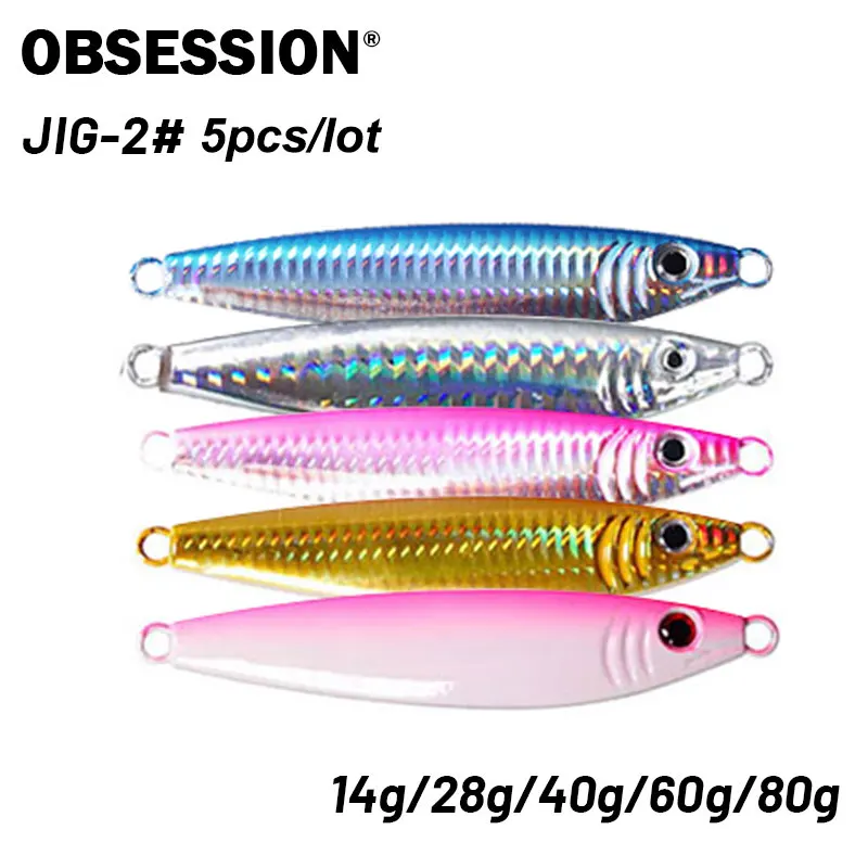 OBSESSION 5pcs/lot 14g 28g 40g 60g 80g Micro Metal Jig S Shape