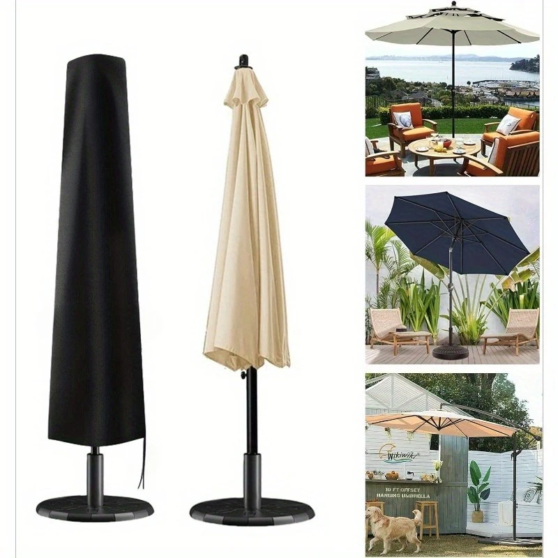 Waterproof Black Windproof UV Resistant Patio Umbrella Cover with Zip