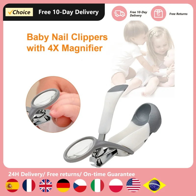 Baby Nail Clippers with 4X Magnifier for close-up view Newborn Toddlers Kids Nail Clipper safer to trim baby Stainless Steel