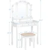Makeup Vanity with Lights, Vanity Desk with Lighted Mirror and Stool, Vanity Table Set with Drawers, 3 Light Settings 6