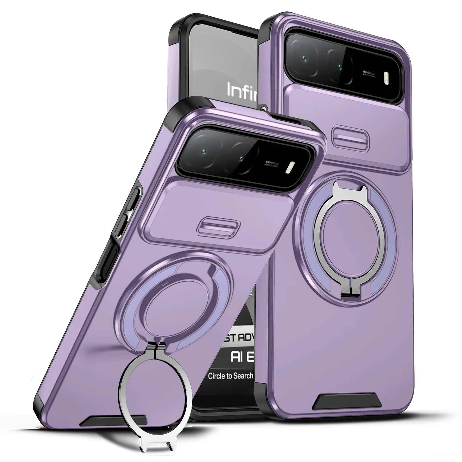 Shockproof Armor Phone Case with Magnet Holder and Lens Protection Cover