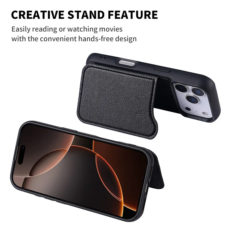 Magsafe Magnetic Flip Leather Wallet Phone Case with Card Holder
