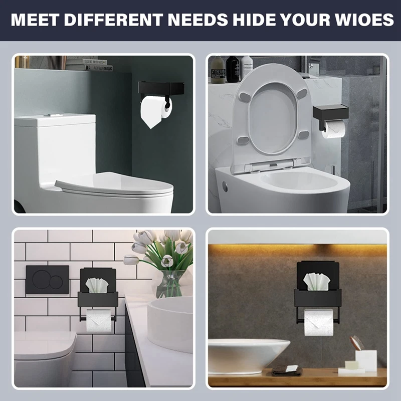 

1 PCS Toilet Paper Holder With Shelf And Storage Flushable Wipes Dispenser Keep Your Wipes Out Of Sight For Bathroom