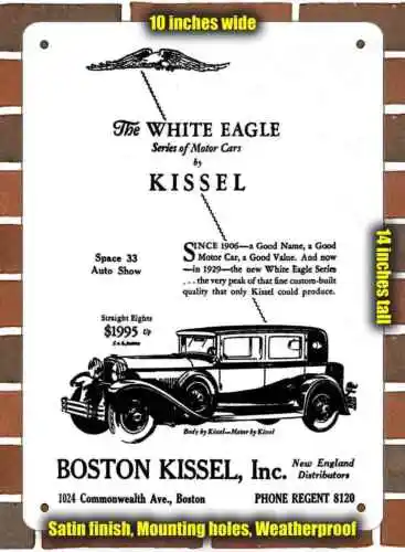 

Металлический знак-1929 Kissel белый орел-10x14 дюймов