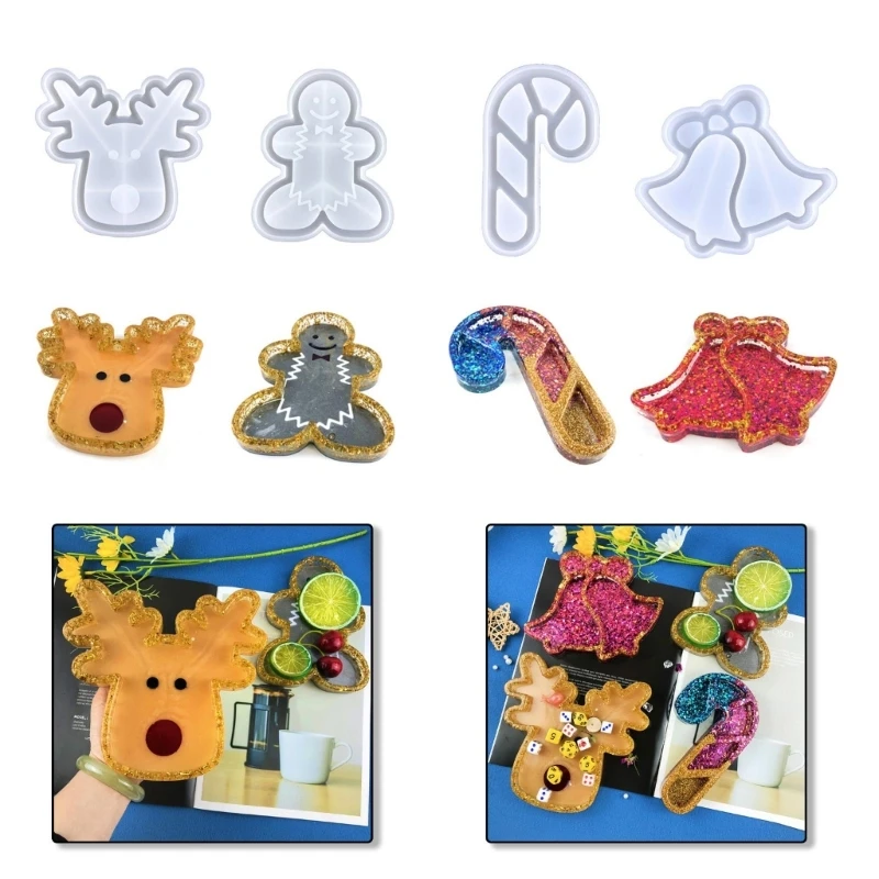 

Рождественские костыли Elk Bells Tray Forms for Cake Stands Diy Coaster Casting
