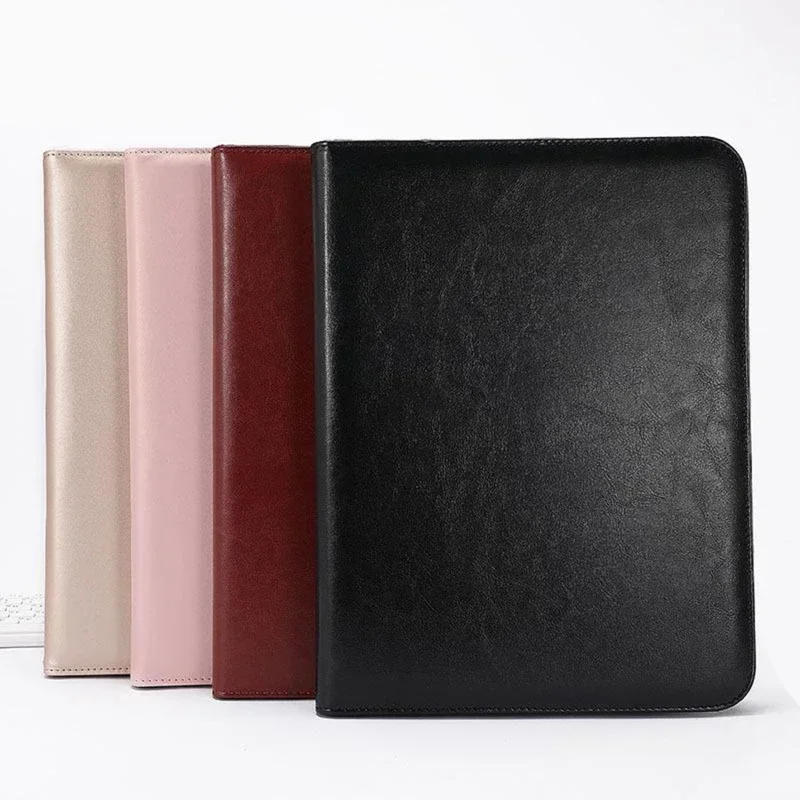 

Women Document Folder File With Bags Case Briefcase Pu Portfolio Leather Handles Notebook Binder Business Organizer