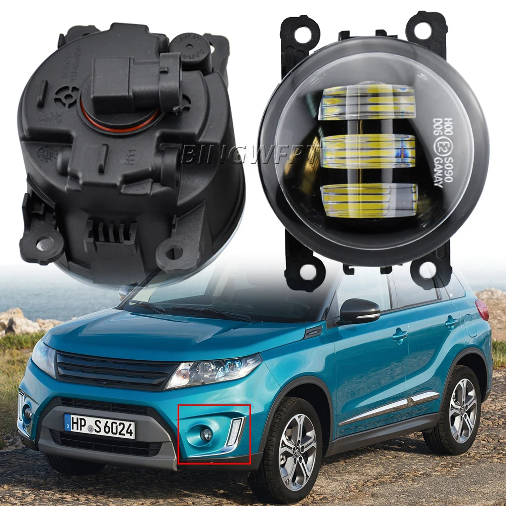 1 par led amortecedor de nevoeiro luzes montagem para suzuki vitara ly grand vitara escudo 2015 2016 2017 2018 nevoeiro lâmpada do farol drl 12v