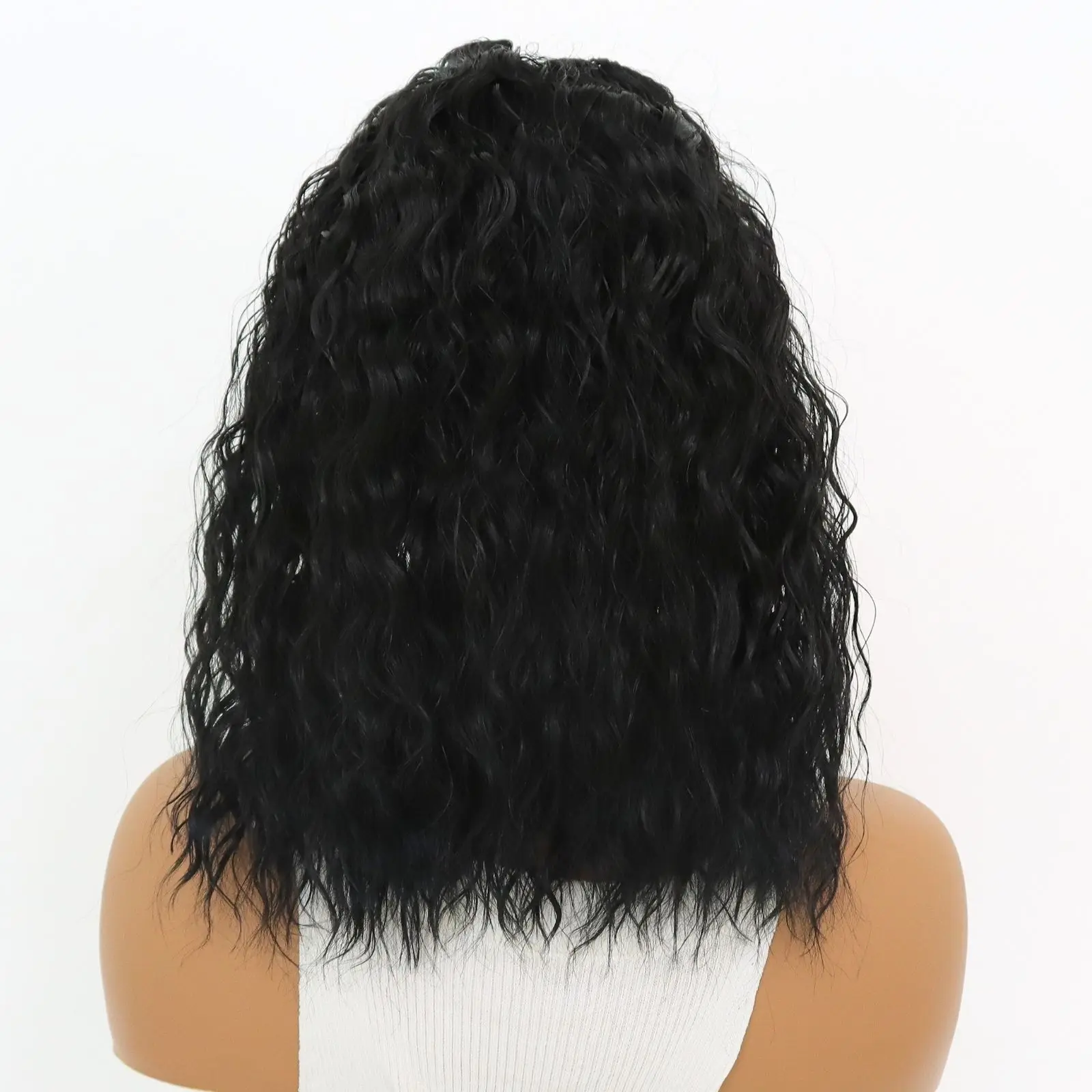 Short Curly Bob Lace Front Synthetic Wigs Black Short Curly 13x4 Lace Front Wig Pre Plucked Natual Hairline Wig14 Inch