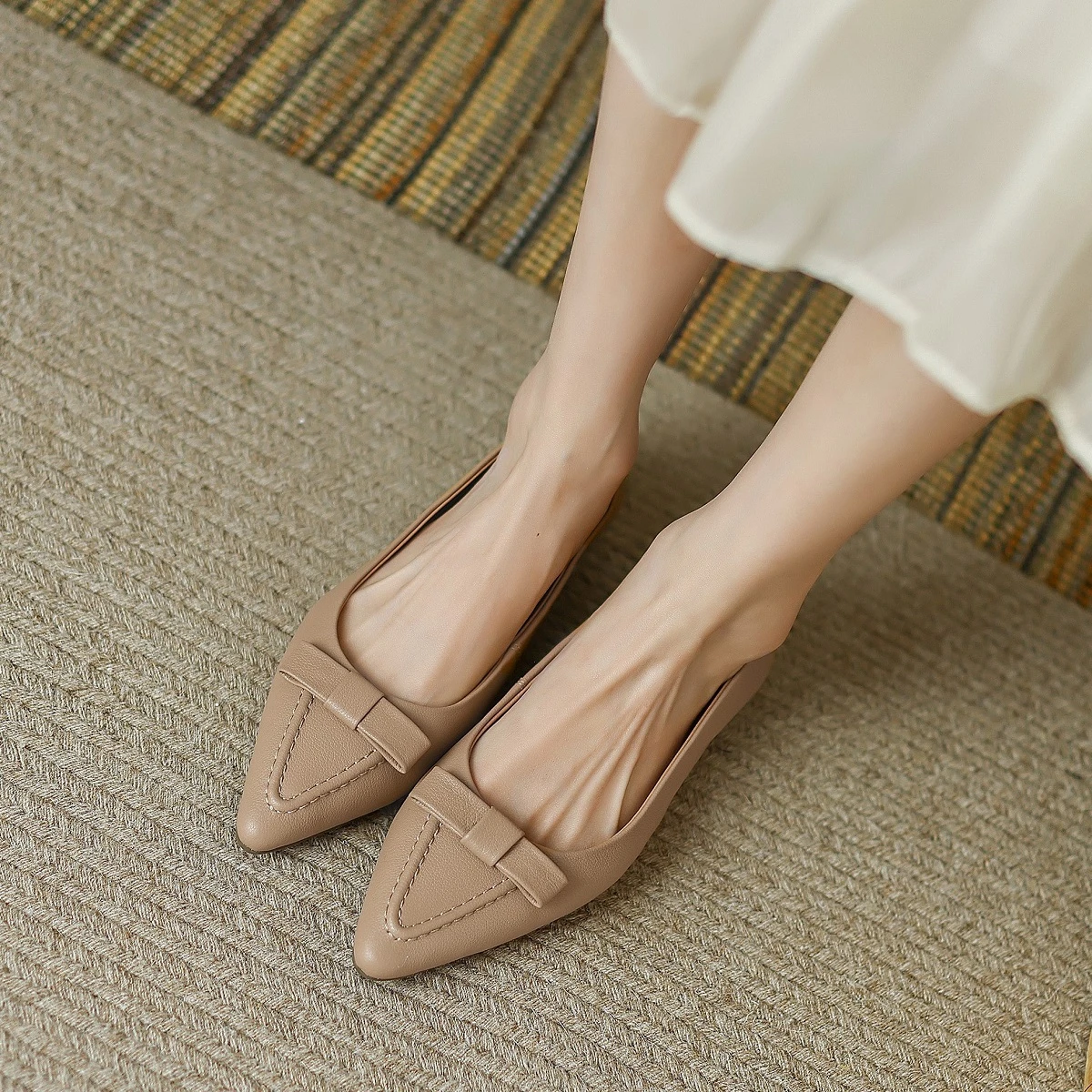 Zapatos sencillos para y mujer, mocasines de piel de vaca sin cordones, con planos, puntiagudos, para | - AliExpress