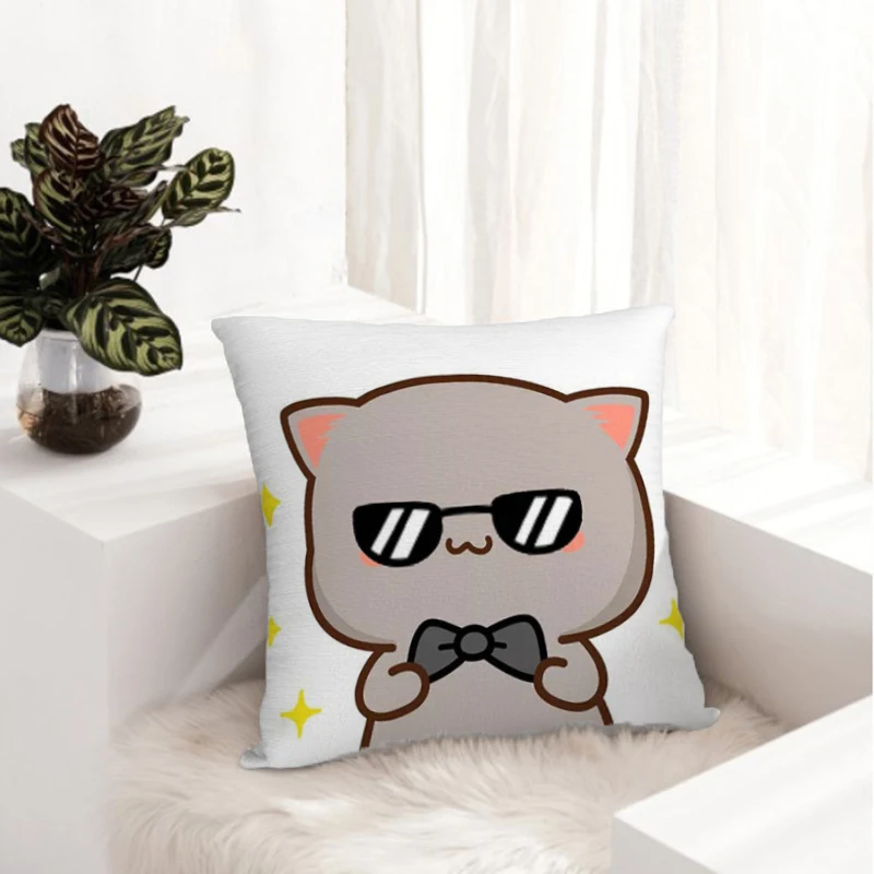 Kawaii Peach Cat Pillow Covers for Bed Pillows Decor Home Decorative Pillowcases Double Sided Printing Short Plush Cushion Cover cake designer pillow cover 3d all over printed pillowcases home decoration double sided printing