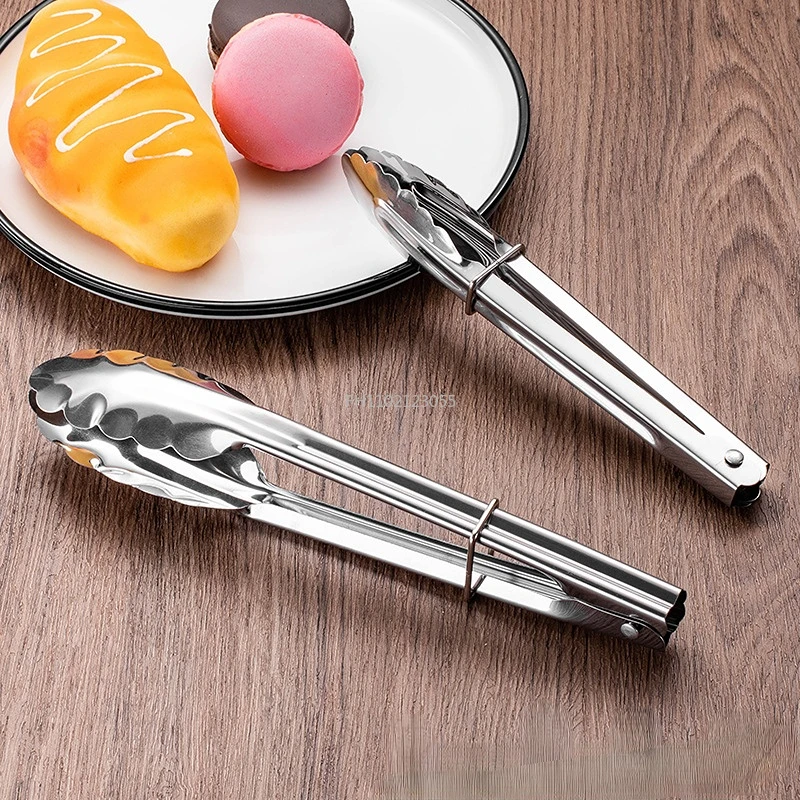 Kitchen Food Stainless Steel Tong Tool Heat Bread Salad BBQ Cooking Serving Utensil Bead Clip Clamp Meat Barbecue Tools Buffet