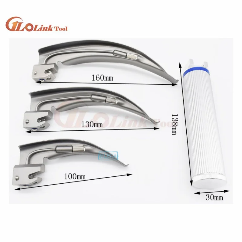 Adult Anesthesia Throat Mirror LED light Intubation stainless steel Laryngoscope optic Throat Detection Tool Parts 5pcs/set anesthesia throat mirror