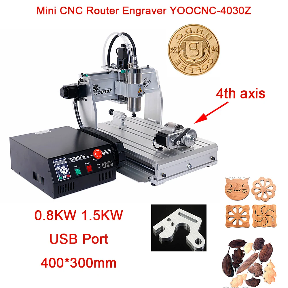 

CNC Engraving Milling Machine YOOCNC 4030Z 800W 1500W 3 Axis 4 Axis Mini Desktop CNC Router Engraver for Wood Metal PCB Carving