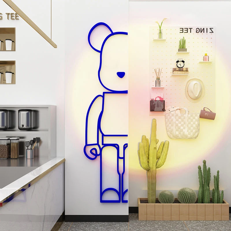 

Настенная акриловая наклейка в скандинавском стиле с изображением жестокого медвежьего кирпича, мультяшный блок, Декор для дома, спальни, гостиной, эстетические аксессуары, украшение