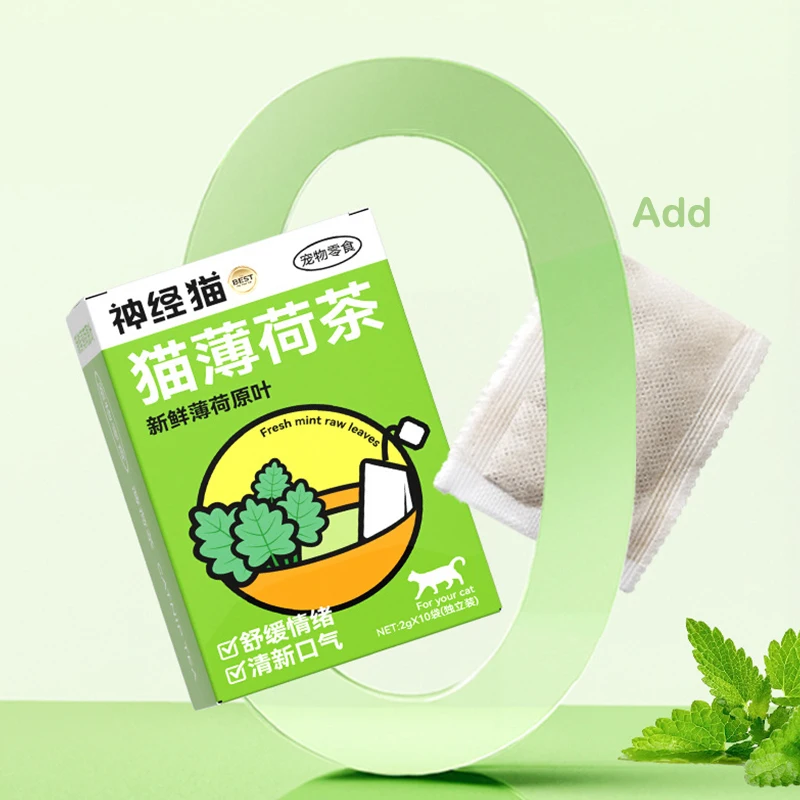 10Pcs*2g Catnip Tea Bags Adjusting Emotions Drink Plenty Of Water Cat Grass Chopped Leaf Powder Cat Digestion Clean Teeth Cats