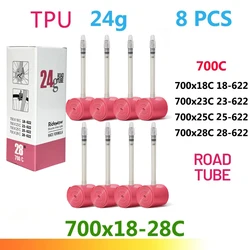 RideNow TPU Road Bicycle Inner Tube with Patch Kit, Gravel and MTB Bike Accessories - 85mm with Patch Kit (24g 700x18-28C 8pcs)