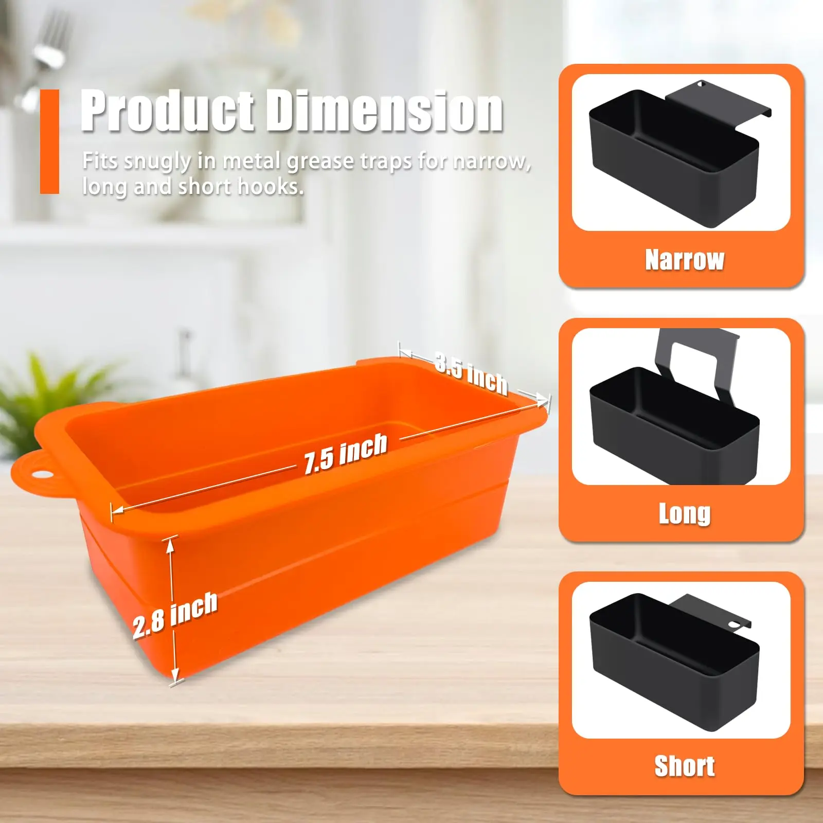 2 PCS Silicone Grease Cup Liners for Blackstone 36 28 22 17 Inch Griddle,Reusable Grease Catcher Cup Liner Grill Tray