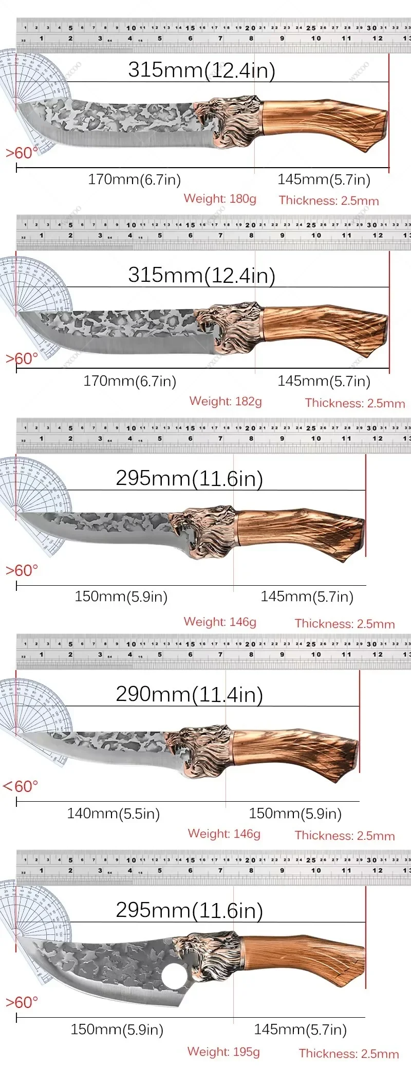 Kitchen Knives WXCOO Forged Kitchen Chef Knife Set Stainless Steel Meat Fish Fruit Vegetables Slicing Knife Butcher Boning Cleaver Knives