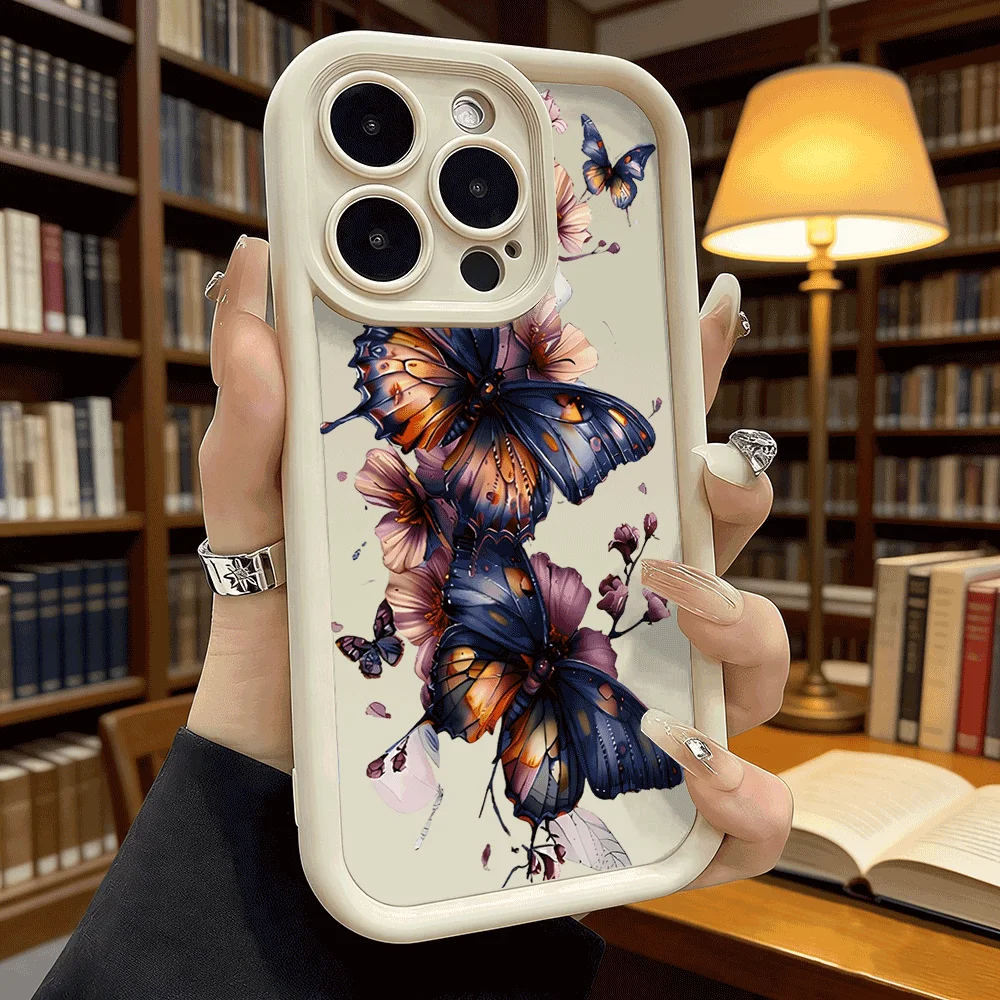 Elegant Watercolor Butterfly Flower Art Soft Shockproof Phone Case - Anti-Fall Protective Back Cover