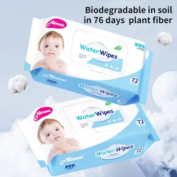 72pcs Mioszzi Baby Wet Wipes,Biodegradable Pure Water 2