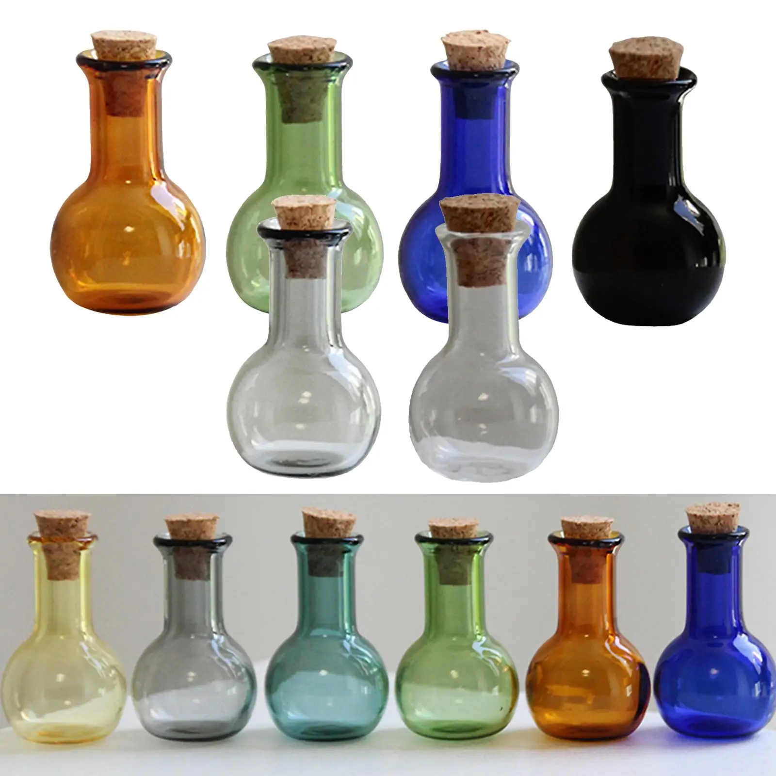 Mini Glass Bottles 6Pcs with Cork Drifting Bottle Wishing Bottle Cute Empty glass bottles mini glass bottles