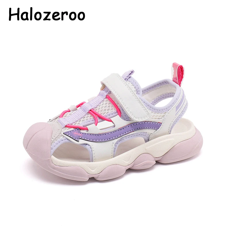 

New Kids Beach Sandals Baby Girls Brand Black Shoes Children Sport Sandalias Boys Fashion Slides Mesh Flats Closed Toe Summer