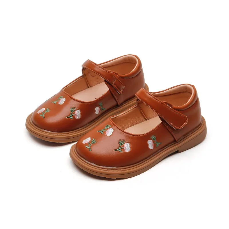 Girls Oxfords 2024 Spring Autumn Kids Soft PU Leather Shoes For Girl Small Cute Flower Children Princess Shoes Mary Jane Flats 3